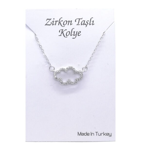 Toptan Gümüş  Renk Zirkon Bulut Kolye  - 1135 - Görsel 2