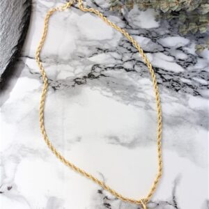 Toptan Gold Kaplama Hasır Burgu  Zincir Mineli Nazar Gözü Kolye - 161