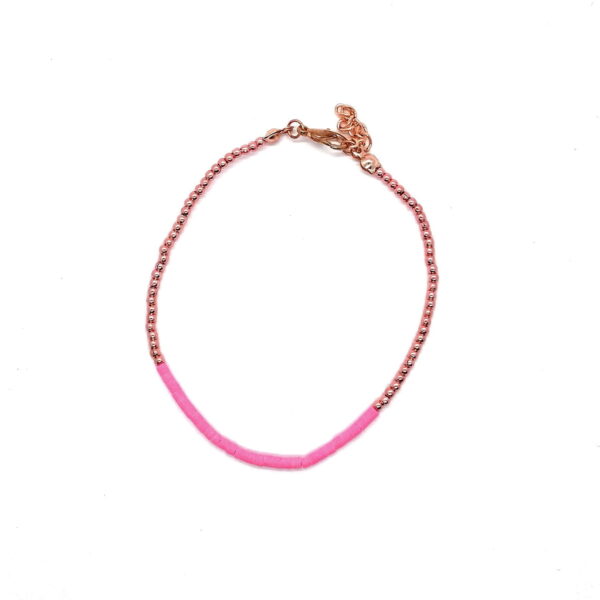Toptan Altın  Renk Pembe Boncuk Halhal  - 1195 - Görsel 4
