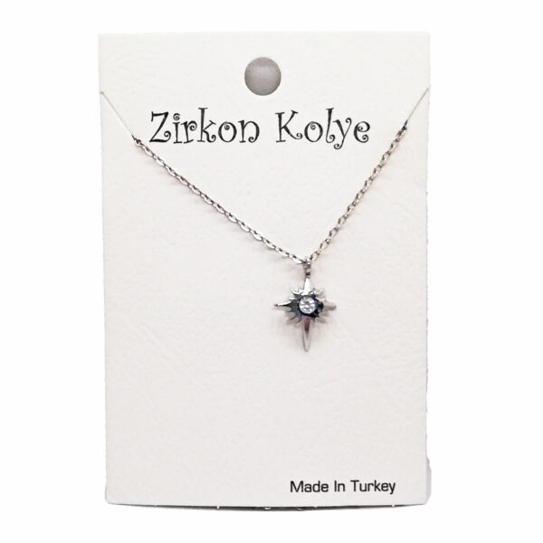 Toptan Gümüş Renk Zirkon Taşlı Kuyruklu Kutup Yıldızı Kolye  1118 - Görsel 2