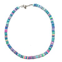 Toptan Mavi Asorti Renk Fimo Boncuk Kolye - 1167