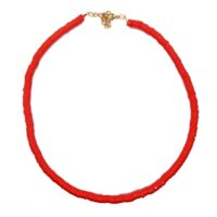 Toptan Kırmızı  Renk Fimo Boncuk Kolye - 1161