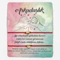 Toptan Altın Renk Kırmızı İp Kalp Arkadaş  Bilekliği - 1139