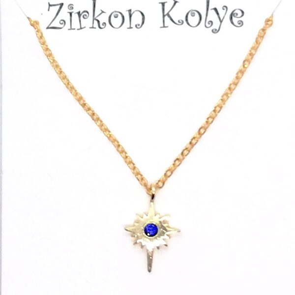 Toptan Altın Renk Zirkon Taşlı Kuyruklu Kutup Yıldızı Kolye  1117