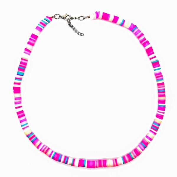 Toptan Pembe Asorti Renk Fimo Boncuk Kolye - 1168