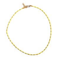 Toptan Altın Renk Sarı Boru Boncuk Kolye - 1157