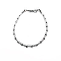 Toptan Gümüş Renk Beyaz Boru Boncuk Halhal  - 1192