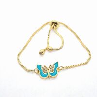 Toptan Altın Renk Yeşil Mineli Zirkon Taşlı Kelebek Asansör Bileklik - 1098