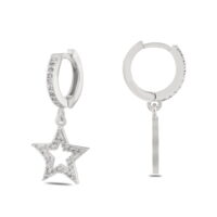 Alternative view of Toptan Gümüş Renk Mengeç Sallantılı Zirkon Küpe - 1356