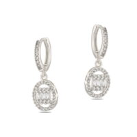 Toptan Gümüş Renk Mengeç Sallantılı Zirkon Küpe - 1332