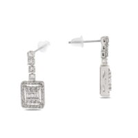 Alternative view of Toptan Gümüş Renk Şerit Sallantılı Çivili Zirkon Küpe - 1324