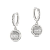 Toptan Gümüş Renk Mengeç Sallantılı Zirkon Küpe - 1336