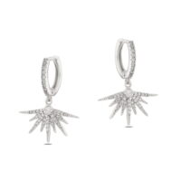 Toptan Gümüş Renk Mengeç Sallantılı Zirkon Küpe - 1352