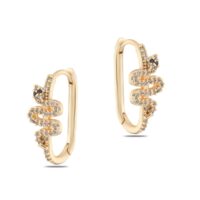 Toptan Altın Renk Mengeç Zirkon Küpe - 1252