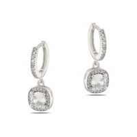 Toptan Gümüş Renk Mengeç Sallantılı Zirkon Küpe - 1338