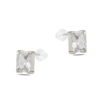 Toptan Gümüş Renk Zirkon Küpe - 1392