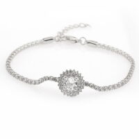 Toptan Gümüş Renk Zirkon Bileklik - 1292