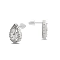 Alternative view of Toptan Gümüş Renk Zirkon Küpe - 1398