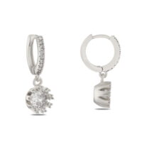 Alternative view of Toptan Gümüş Renk Mengeç Sallantılı Zirkon Küpe - 1354