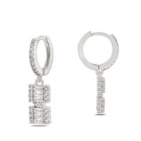 Alternative view of Toptan Gümüş Renk Mengeç Sallantılı Zirkon Küpe - 1342