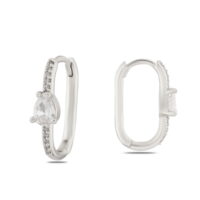 Alternative view of Toptan Gümüş Renk Zirkon Küpe - 1378