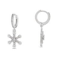 Alternative view of Toptan Gümüş Renk Mengeç Sallantılı Zirkon Küpe - 1346