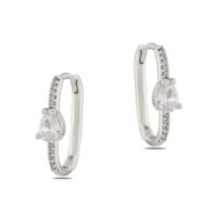 Toptan Gümüş Renk Zirkon Küpe - 1378