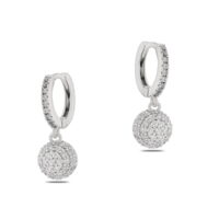 Toptan Gümüş Renk Mengeç Sallantılı Zirkon Küpe - 1334