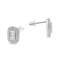 Alternative view of Toptan Gümüş Renk Çivi Zirkon Küpe - 1273