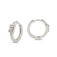 Alternative view of Toptan Gümüş Renk Zirkon Küpe - 1362