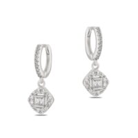 Toptan Gümüş Renk Mengeç Sallantılı Zirkon Küpe - 1360