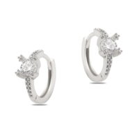 Toptan Gümüş Renk Zirkon Küpe - 1396