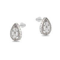 Toptan Gümüş Renk Zirkon Küpe - 1398