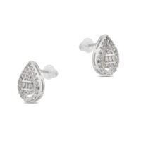 Toptan Gümüş Renk Zirkon Küpe - 1364