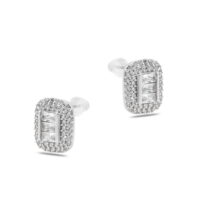 Toptan Gümüş Renk Çivi Zirkon Küpe - 1273