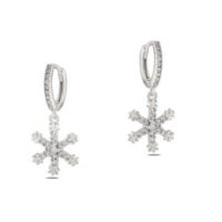 Toptan Gümüş Renk Mengeç Sallantılı Zirkon Küpe - 1346