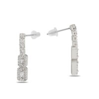 Alternative view of Toptan Gümüş Renk Şerit Sallantılı Çivili Zirkon Küpe - 1318