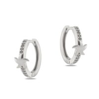 Toptan Gümüş Renk Zirkon Küpe - 1390