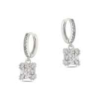 Toptan Gümüş Renk Mengeç Sallantılı Zirkon Küpe - 1344