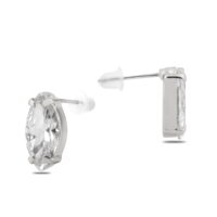 Alternative view of Toptan Gümüş Renk Çivi Zirkon Küpe - 1271