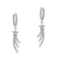 Toptan Gümüş Renk Mengeç  Zirkon Küpe - 1269