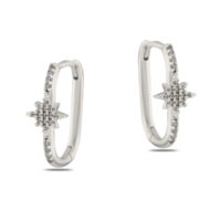 Toptan Gümüş Renk Zirkon Küpe - 1382