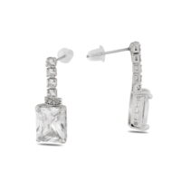 Alternative view of Toptan Gümüş Renk Şerit Sallantılı Çivili Zirkon Küpe - 1326