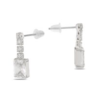 Alternative view of Toptan Gümüş  Renk Şerit Sallantılı Çivili Zirkon Küpe - 1314