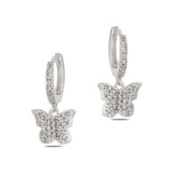 Toptan Gümüş Renk Mengeç Sallantılı Zirkon Küpe - 1340