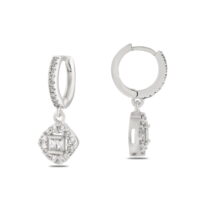 Alternative view of Toptan Gümüş  Renk Mengeç Sallantılı Zirkon Küpe - 1360