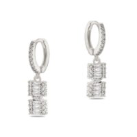 Toptan Gümüş Renk Mengeç Sallantılı Zirkon Küpe - 1342