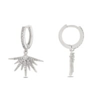 Alternative view of Toptan Gümüş Renk Mengeç Sallantılı Zirkon Küpe - 1352