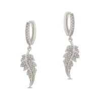 Toptan Gümüş Renk Mengeç Sallantılı Zirkon Küpe - 1358