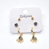 Toptan Altın Renk Fil Zirkon Küpe - 1081